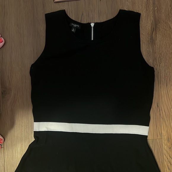 Talbots SP fit and flare A Line black and white sleeveless dress - Picture 9 of 12
